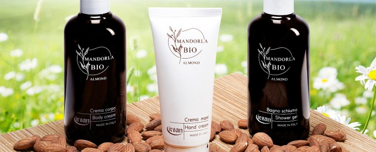 Nuova linea cosmetici Mandorla BIO, Bagno Doccia, Crema Corpo, Crema Mani. 